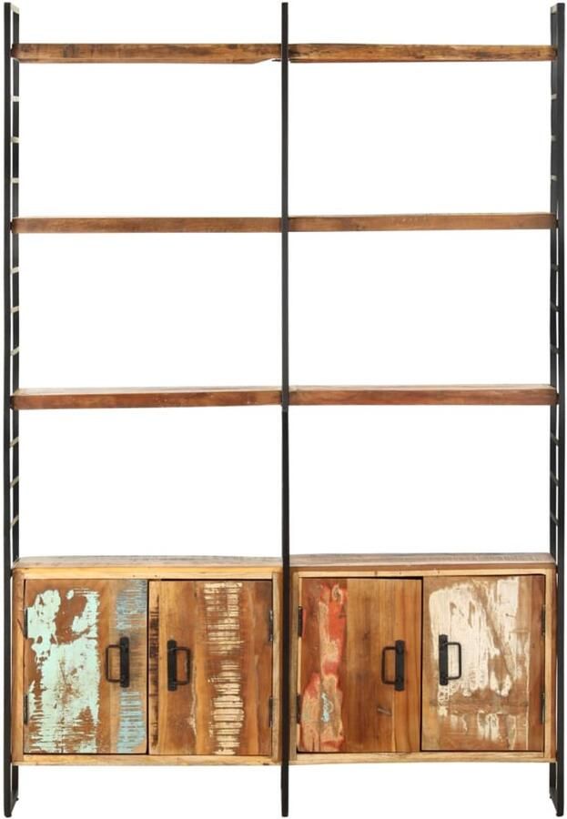 FIONERA Boekenkast met 4 schappen 124x30x180 cm massief gerecycled hout