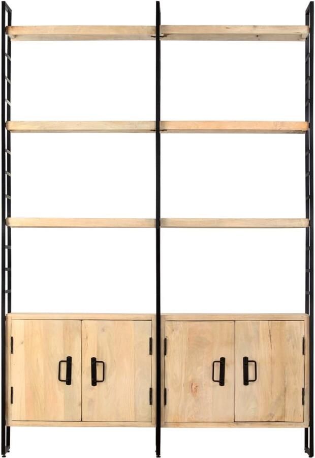 FIONERA Boekenkast met 4 schappen 124x30x180 cm massief mangohout