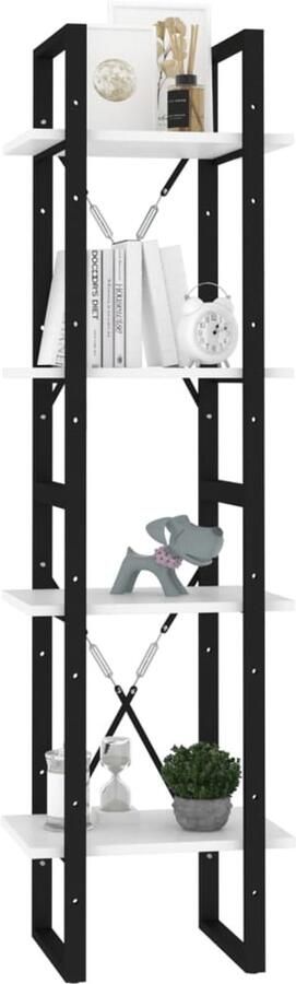 FIONERA Boekenkast met 4 schappen 40x30x140 cm bewerkt hout wit