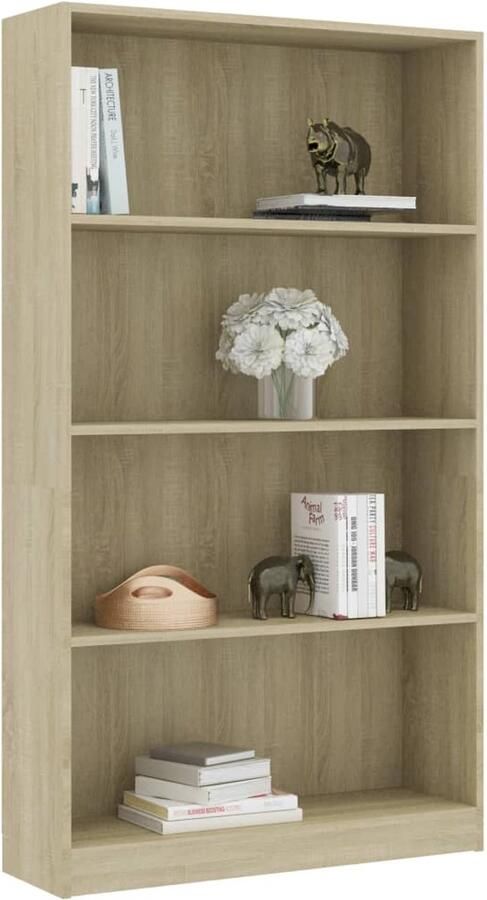 FIONERA Boekenkast met 4 schappen 80x24x142 cm bewerkt hout sonoma eik