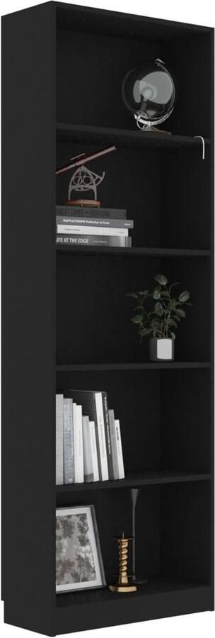 FIONERA Boekenkast met 5 schappen 60x24x175 cm bewerkt hout zwart