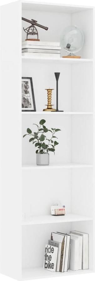 FIONERA Boekenkast met 5 schappen 60x30x189 cm bewerkt hout wit