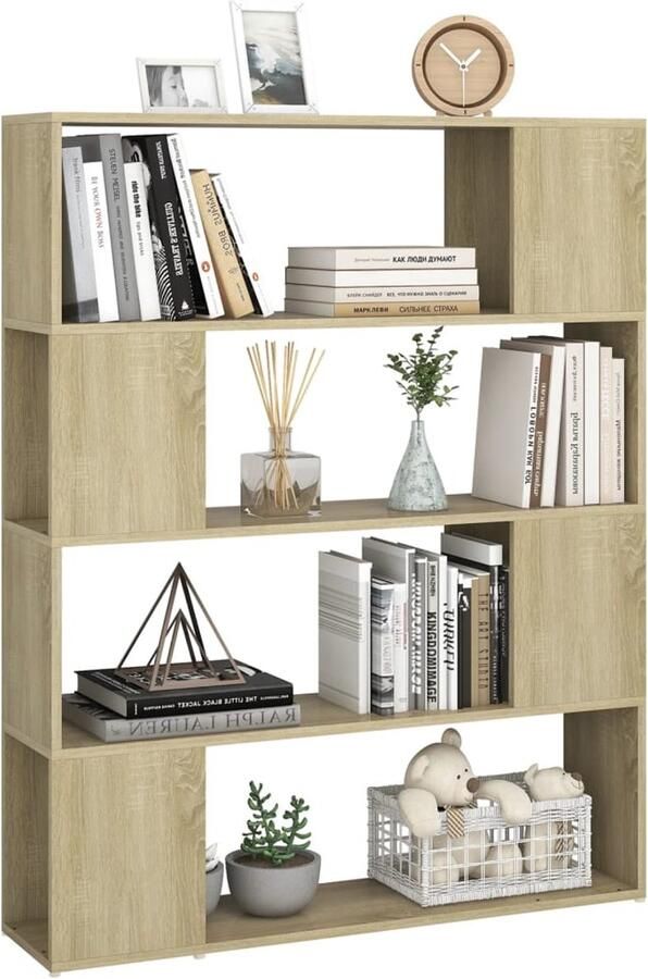 FIONERA Boekenkast kamerscherm 100x24x124 cm sonoma eikenkleurig