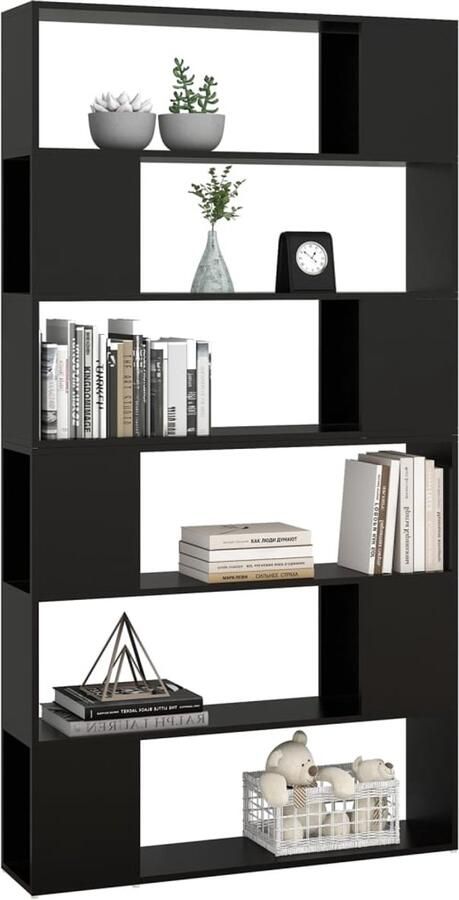 FIONERA Boekenkast kamerscherm 100x24x188 cm zwart