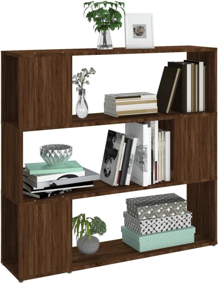 FIONERA Boekenkast kamerscherm 100x24x94 cm bruin eikenkleur