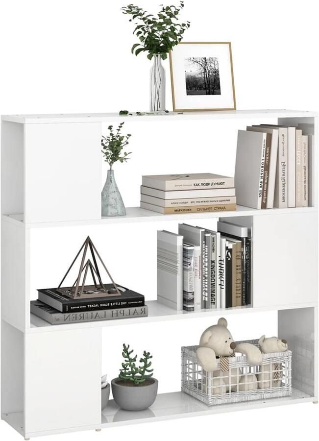 FIONERA Boekenkast kamerscherm 100x24x94 cm hoogglans wit