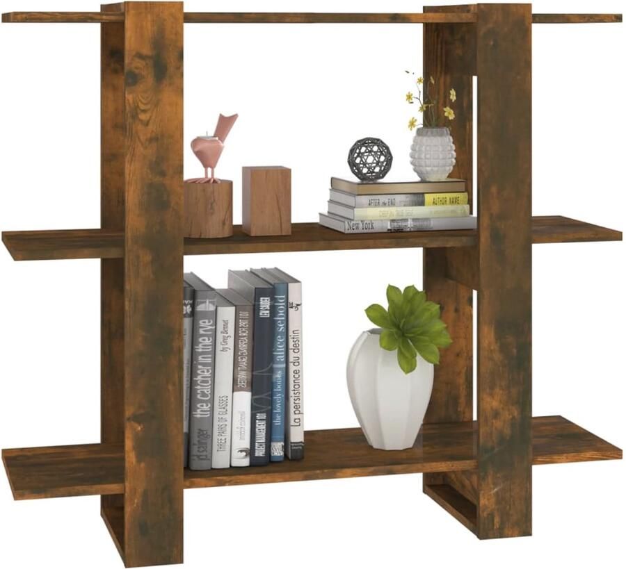 FIONERA Boekenkast kamerscherm 100x30x87 cm gerookt eikenkleurig