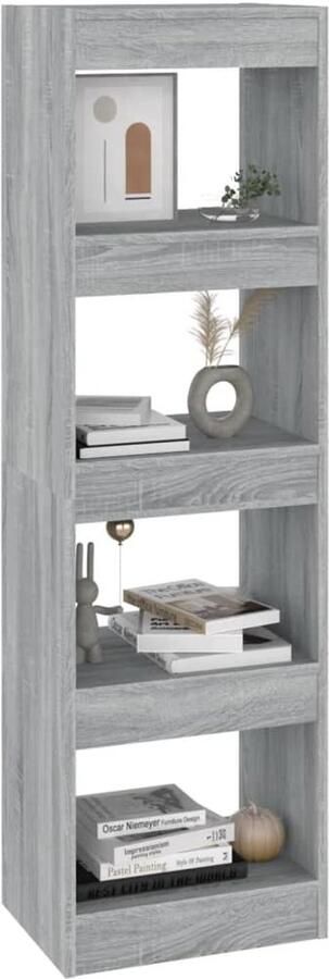 FIONERA Boekenkast kamerscherm 40x30x135 cm grijs sonoma eikenkleurig