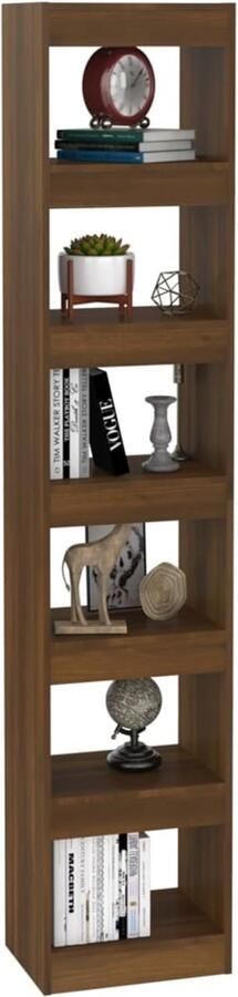 FIONERA Boekenkast kamerscherm 40x30x198 cm bruin eikenkleur