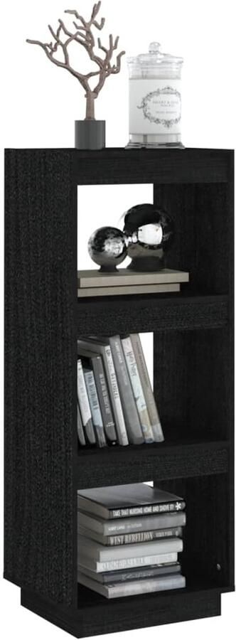 FIONERA Boekenkast kamerscherm 40x35x103 cm massief grenenhout zwart