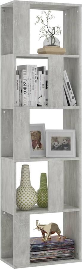 FIONERA Boekenkast kamerscherm 45x24x159 cm bewerkt hout betongrijs