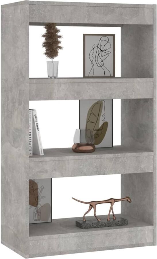 FIONERA Boekenkast kamerscherm 60x30x103 cm bewerkt hout betongrijs