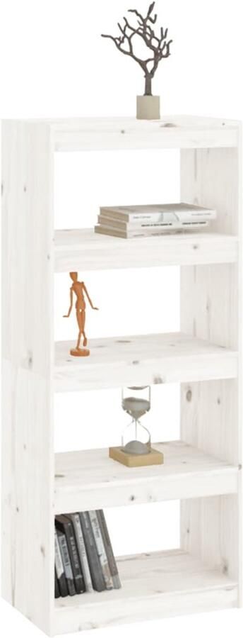 FIONERA Boekenkast kamerscherm 60x30x135 5 cm massief grenenhout wit