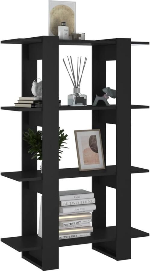 FIONERA Boekenkast kamerscherm 80x30x123 5 cm zwart