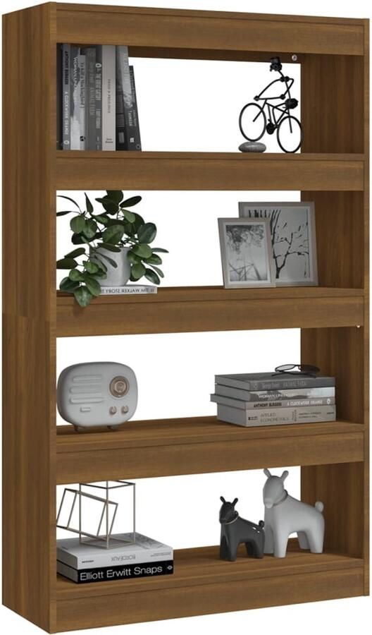 FIONERA Boekenkast kamerscherm 80x30x135 cm bewerkt hout bruin eiken