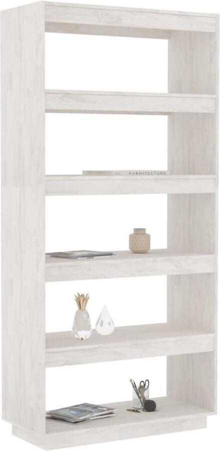 FIONERA Boekenkast kamerscherm 80x35x167 cm massief grenenhout wit