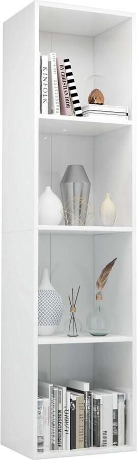 FIONERA Boekenkast tv-meubel 36x30x143 cm bewerkt hout hoogglans wit