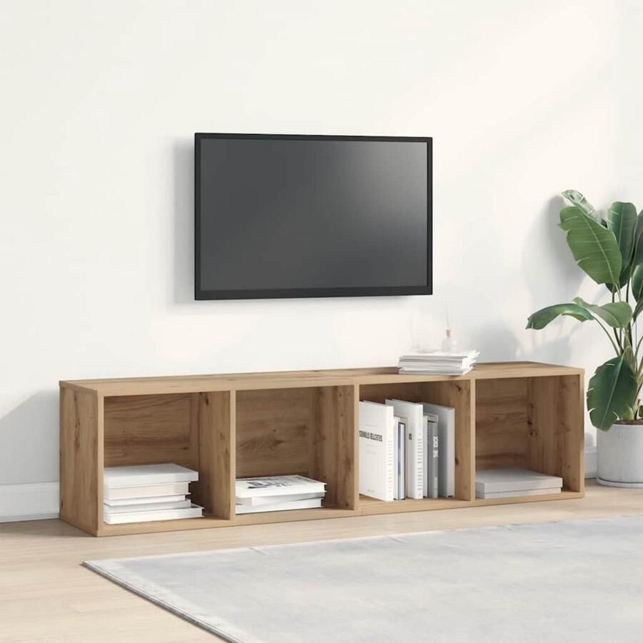 FIONERA Boekenkast tv-meubel 36x30x143cm bewerkt hout artisanaal eiken