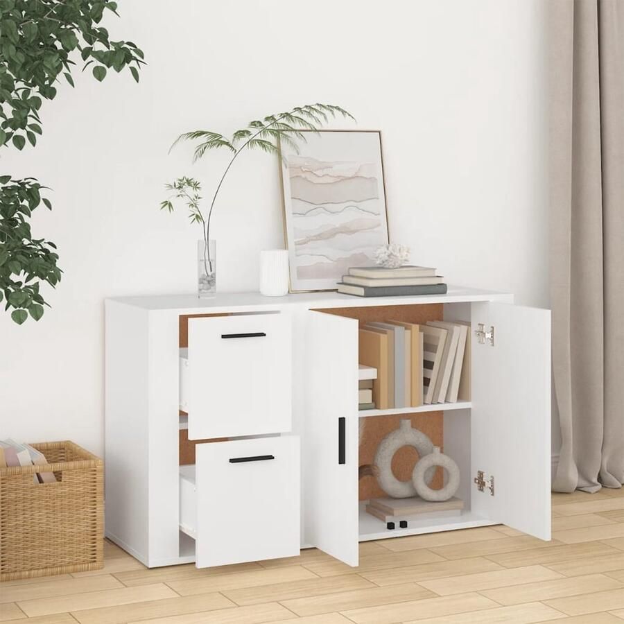 FIONERA Dressoir 100x33x59 5 cm bewerkt hout wit