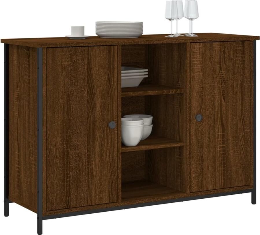 FIONERA Dressoir 100x35x70 cm bewerkt hout bruin eikenkleur