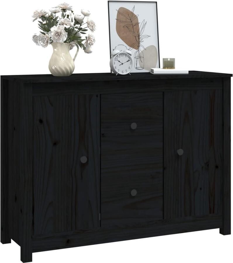 FIONERA Dressoir 100x35x74 cm massief grenenhout zwart