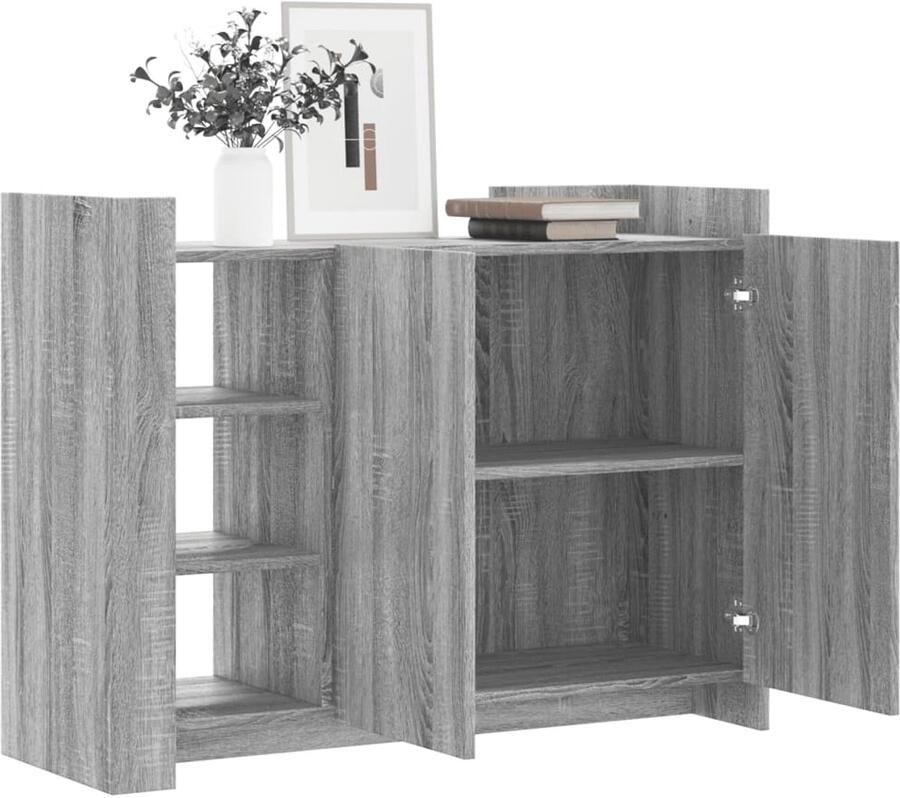 FIONERA Dressoir 100x35x75 cm bewerkt hout grijs sonoma