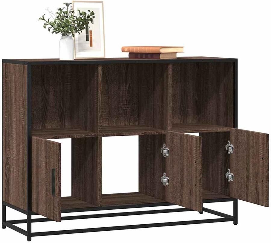 FIONERA Dressoir 100x35x76 cm bewerkt hout bruin eikenkleur