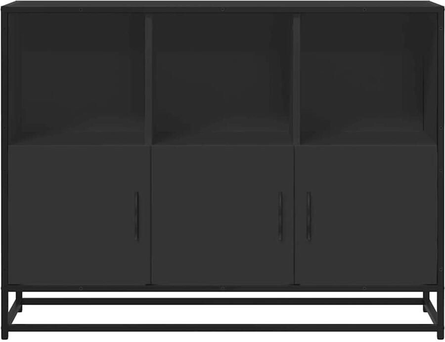FIONERA Dressoir 100x35x76 cm bewerkt hout zwart
