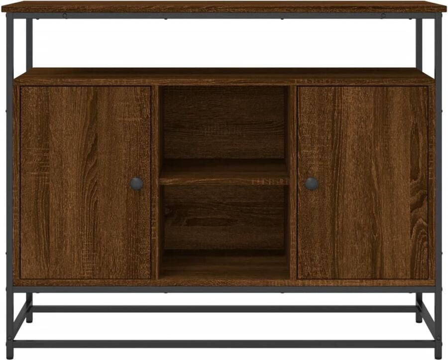 FIONERA Dressoir 100x35x80 cm bewerkt hout bruin eikenkleur