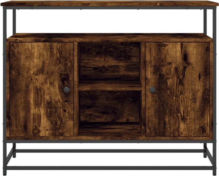 FIONERA Dressoir 100x35x80 cm bewerkt hout gerookt eikenkleurig