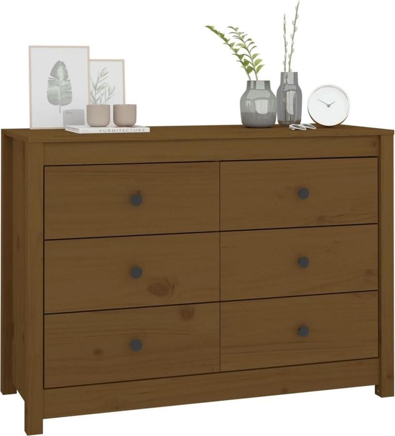 FIONERA Dressoir 100x40x72 cm massief grenenhout honingbruin