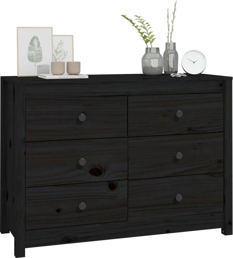 FIONERA Dressoir 100x40x72 cm massief grenenhout zwart