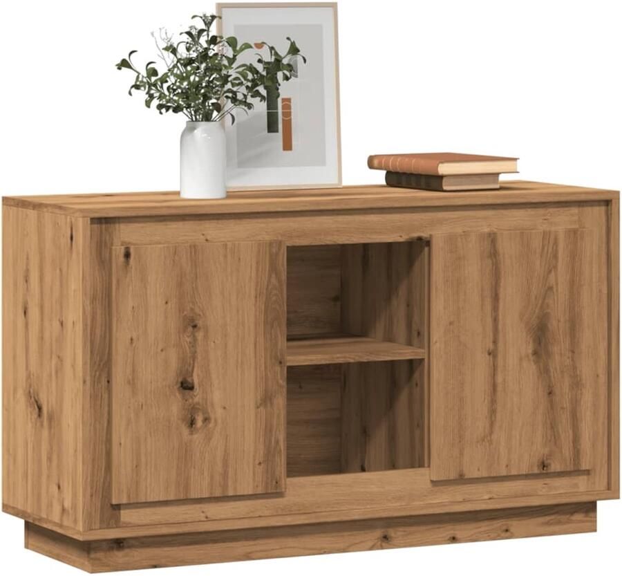 FIONERA Dressoir 102x35x60 cm bewerkt hout artisanaal eikenkleurig