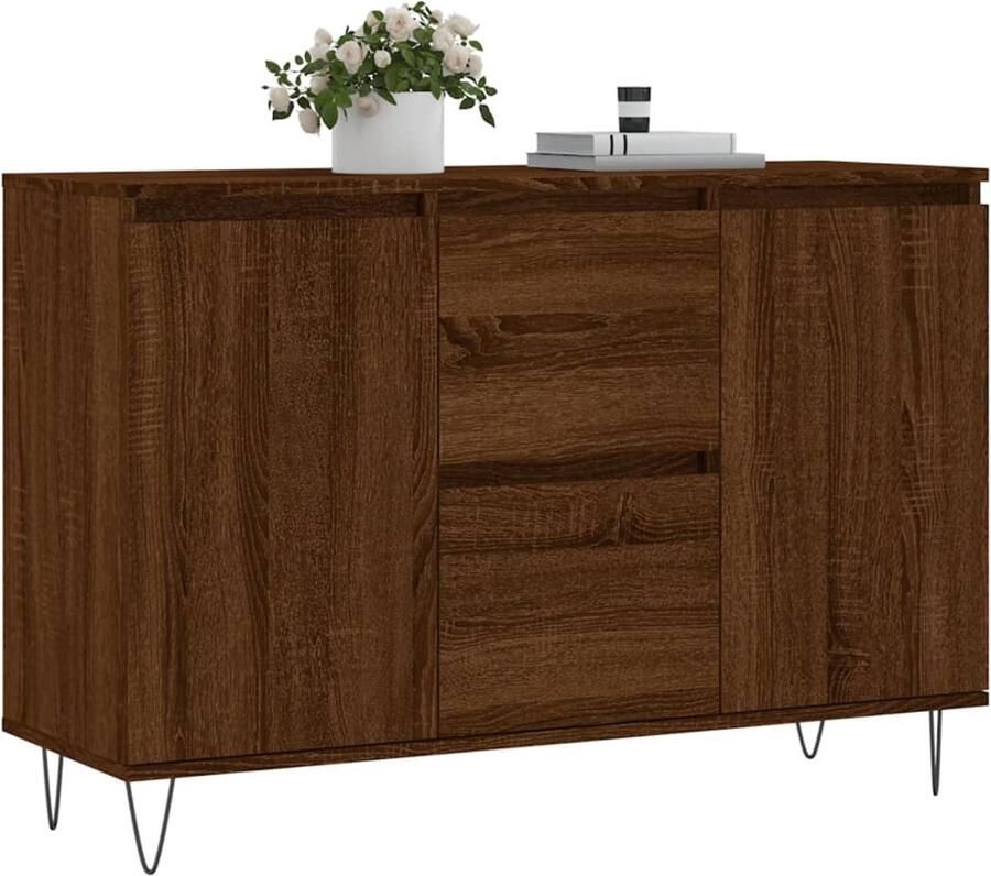 FIONERA Dressoir 104x35x70 cm bewerkt hout bruin eikenkleur