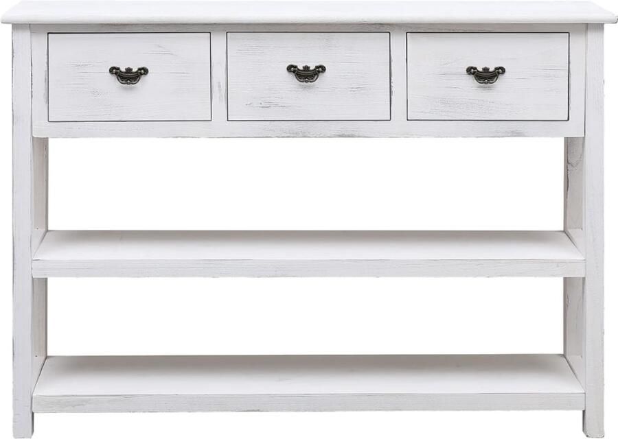 FIONERA Dressoir 108x30x76 cm massief paulowniahout antiekwit