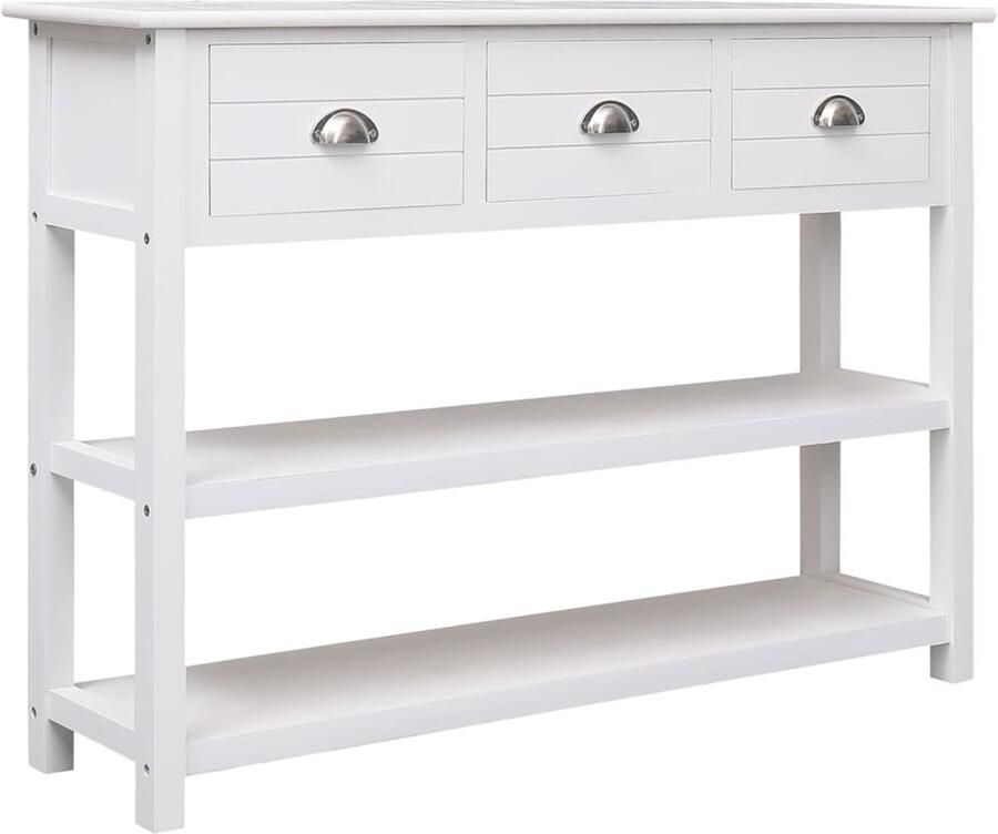 FIONERA Dressoir 108x30x76 cm massief paulowniahout wit