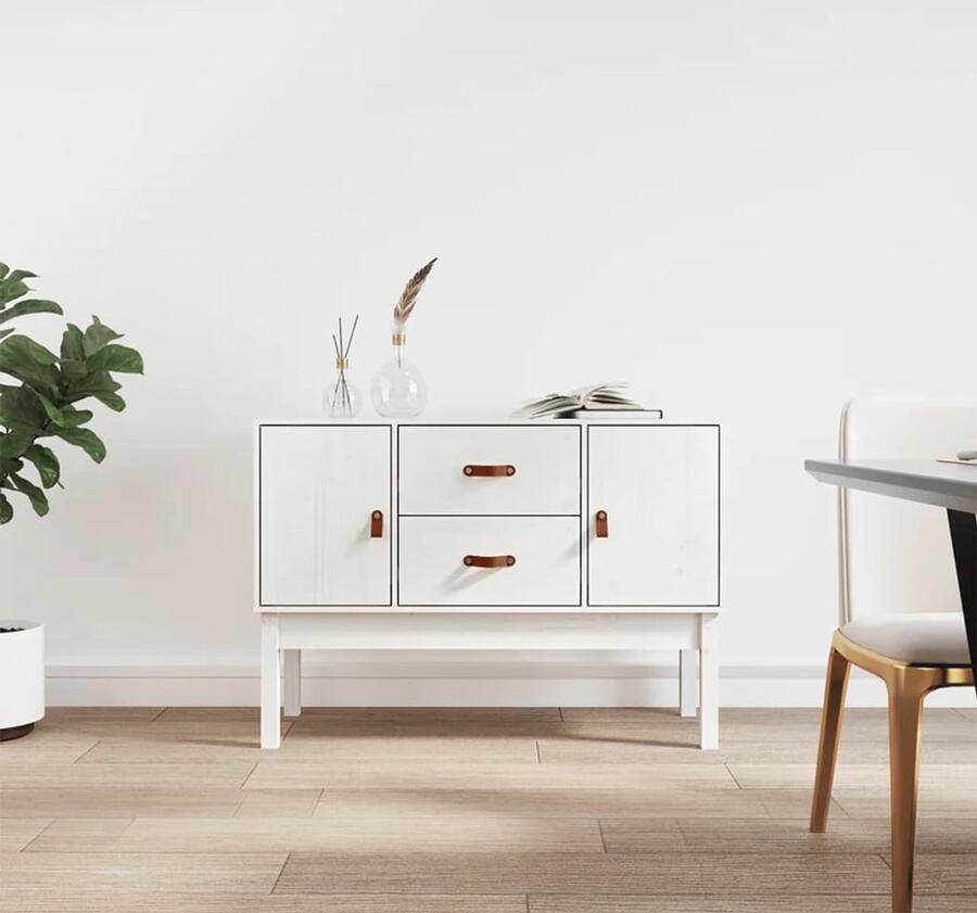 FIONERA Dressoir 110x40x78 cm massief grenenhout wit