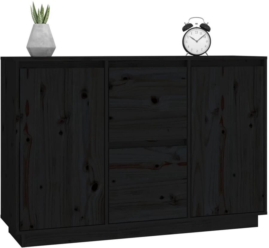 FIONERA Dressoir 111x34x75 cm massief grenenhout zwart