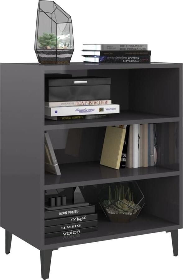 FIONERA Dressoir 57x35x70 cm bewerkt hout hoogglans grijs