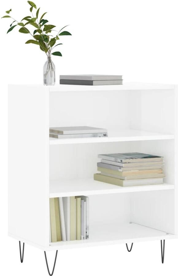 FIONERA Dressoir 57x35x70 cm bewerkt hout hoogglans wit