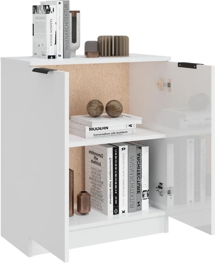 FIONERA Dressoir 60x30x70 cm bewerkt hout hoogglans wit