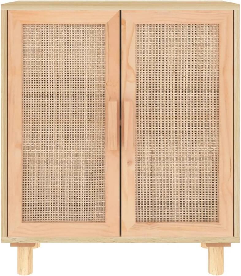 FIONERA Dressoir 60x30x70 cm massief grenenhout en rattan bruin