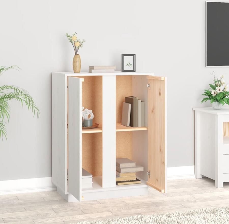 FIONERA Dressoir 60x35x80 cm massief grenenhout wit