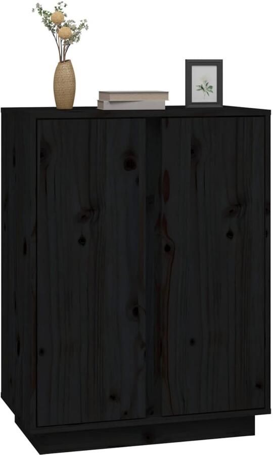 FIONERA Dressoir 60x35x80 cm massief grenenhout zwart