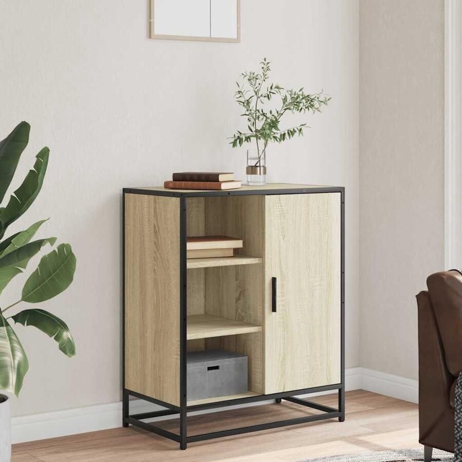 FIONERA Dressoir 62x35x76 cm bewerkt hout sonoma eikenkleurig