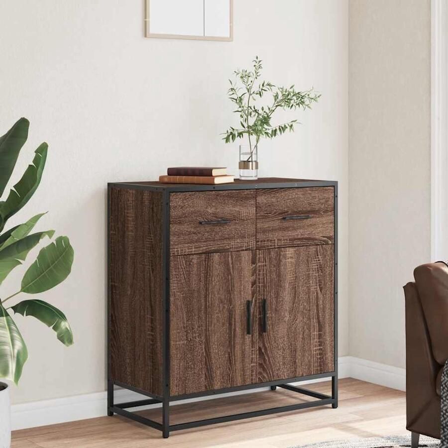 FIONERA Dressoir 68x35x76 cm bewerkt hout bruin eikenkleur