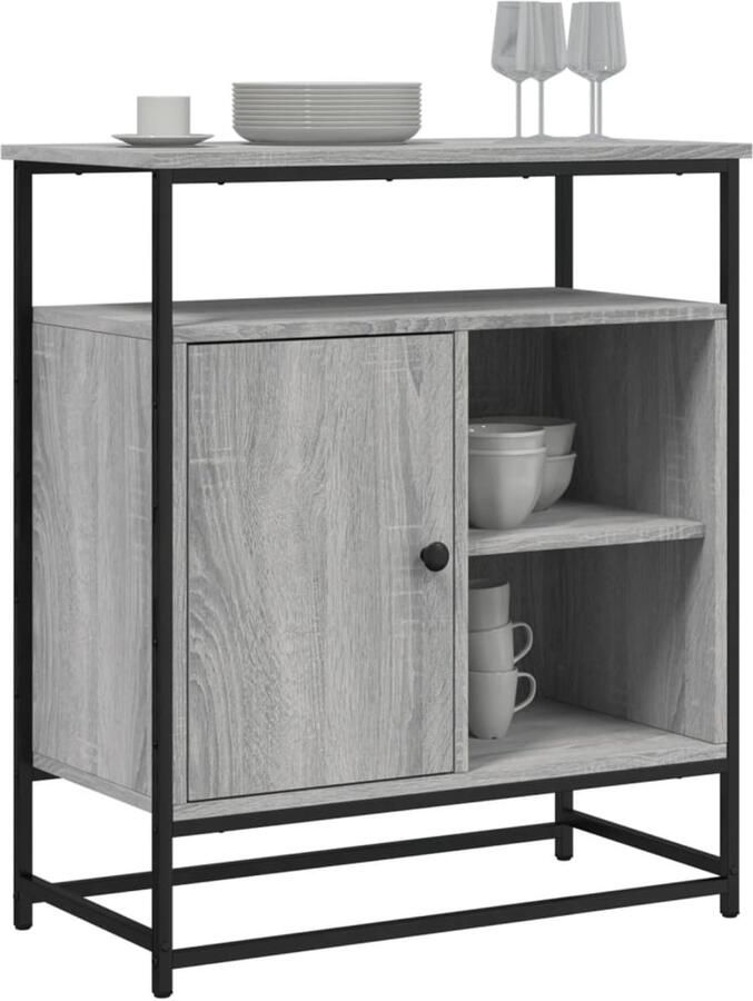 FIONERA Dressoir 69x35x80 cm bewerkt hout grijs sonoma eikenkleurig