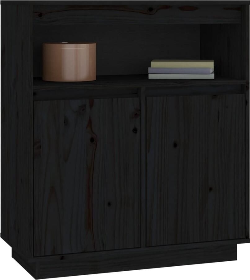 FIONERA Dressoir 70x34x80 cm massief grenenhout zwart