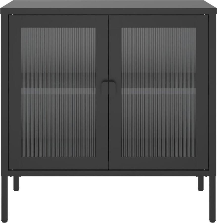FIONERA Dressoir 70x35x70 cm glas en staal zwart