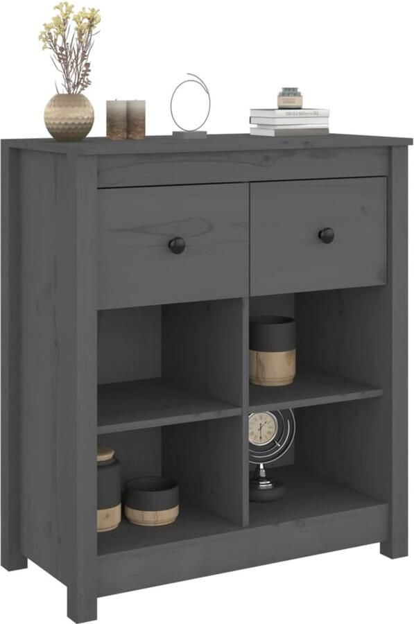 FIONERA Dressoir 70x35x80 cm massief grenenhout grijs